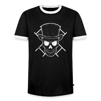 Ramoneur CheminéeTot tête de mort Tatouage - T-shirt contrasté Homme - noir/blanc - Devant - AI Model Female 172 light (172cm) & AI Model Male 178 light (178cm)