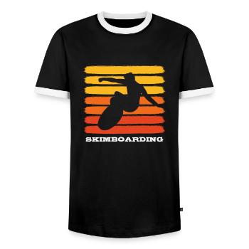 Skimboard vintage Skimboard Retro Sports extrêmes - T-shirt contrasté Homme - noir/blanc - Devant - AI Model Female 172 light (172cm) & AI Model Male 178 light (178cm)