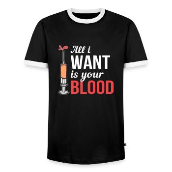 Blutspende Blutspender Krankenschwester Doktor - Männer Kontrast-T-Shirt - Schwarz/Weiß - Vorne - AI Model Female 172 light (172cm) & AI Model Male 178 light (178cm)