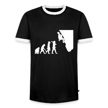 Kletterer Evolution Sportklettern Bouldern Alpen - Männer Kontrast-T-Shirt - Schwarz/Weiß - Vorne - AI Model Female 172 light (172cm) & AI Model Male 178 light (178cm)