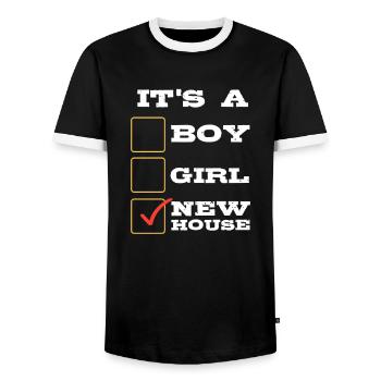 House Owner Home Homeowner Realtor Housing Gift - Men's Ringer Shirt - black/white - Front - AI Model Female 172 light (172cm) & AI Model Male 178 light (178cm)