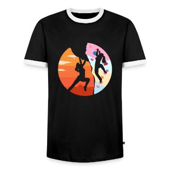 Kletterin Klettererin Kletterer Sportklettern - Männer Kontrast-T-Shirt - Schwarz/Weiß - Vorne - AI Model Female 172 light (172cm) & AI Model Male 178 light (178cm)