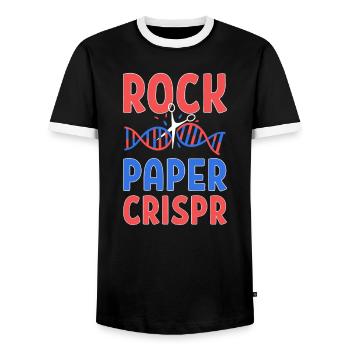 Rock Paper Crispr Graffiti Gene Editing DNA Gift - Men's Ringer Shirt - black/white - Front - AI Model Female 172 light (172cm) & AI Model Male 178 light (178cm)