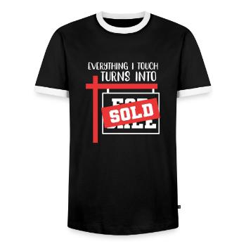 Vermieter Immobilienmakler Agent Makler Geschenk - Männer Kontrast-T-Shirt - Schwarz/Weiß - Vorne - AI Model Female 172 light (172cm) & AI Model Male 178 light (178cm)