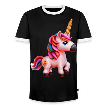 Einhorn - Männer Kontrast-T-Shirt - Schwarz/Weiß - Vorne - AI Model Female 172 light (172cm) & AI Model Male 178 light (178cm)