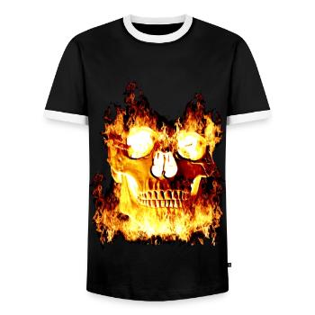 Brennender Schädel - Männer Kontrast-T-Shirt - Schwarz/Weiß - Vorne - AI Model Female 172 light (172cm) & AI Model Male 178 light (178cm)
