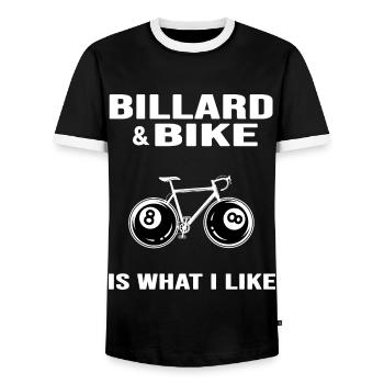 Bicycle Road Bike Bicycle chain "billard & bike"8ball - Men's Ringer Shirt - black/white - Front - AI Model Female 172 light (172cm) & AI Model Male 178 light (178cm)