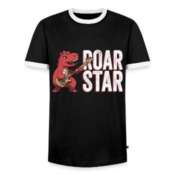 Rock star des dinosaures. - T-shirt contrasté Homme - noir/blanc - Devant - AI Model Female 172 light (172cm) & AI Model Male 178 light (178cm)