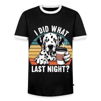 J’ai fait ce que la nuit dernière Gardien dalmatien dalmatien - T-shirt contrasté Homme - noir/blanc - Devant - AI Model Female 172 light (172cm) & AI Model Male 178 light (178cm)