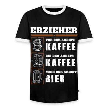 Mon quotidien en tant qu'éducateur - T-shirt contrasté Homme - noir/blanc - Devant - AI Model Female 172 light (172cm) & AI Model Male 178 light (178cm)