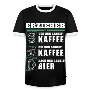 Mon quotidien en tant qu'éducateur - T-shirt contrasté Homme - noir/blanc - Devant - AI Model Female 172 light (172cm) & AI Model Male 178 light (178cm)