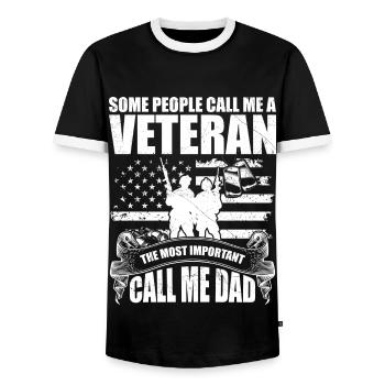 Some people call me veteran - T-shirt contrasté Homme - noir/blanc - Devant - AI Model Female 172 light (172cm) & AI Model Male 178 light (178cm)