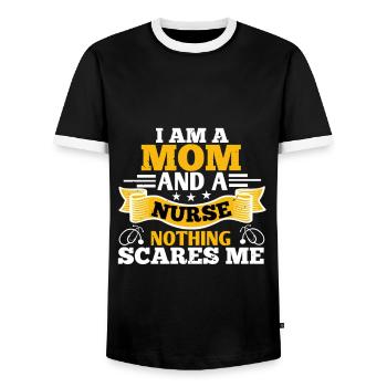 Krankenschwester Mama - Männer Kontrast-T-Shirt - Schwarz/Weiß - Vorne - AI Model Female 172 light (172cm) & AI Model Male 178 light (178cm)