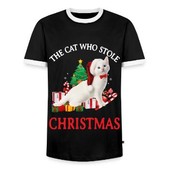 Ugly Christmas Xmas Gesichtsmaske Weihnachten - Männer Kontrast-T-Shirt - Schwarz/Weiß - Vorne - AI Model Female 172 light (172cm) & AI Model Male 178 light (178cm)