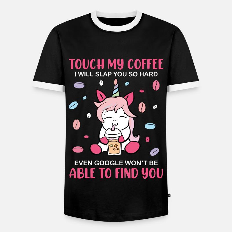 Kaffee Einhorn - Männer Kontrast-T-Shirt - Schwarz/Weiß
