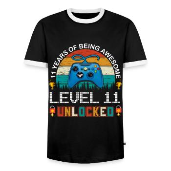 11e anniversaire Gamer Gamer Gift Controller - T-shirt contrasté Homme - noir/blanc - Devant - AI Model Female 172 light (172cm) & AI Model Male 178 light (178cm)