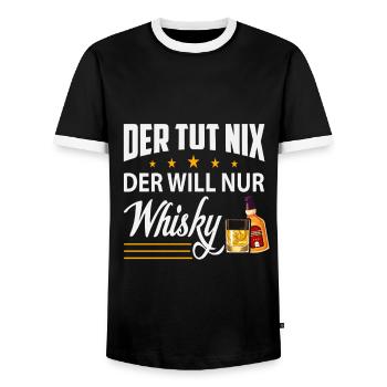 Der tut nix der will nur Whisky - Männer Kontrast-T-Shirt - Schwarz/Weiß - Vorne - AI Model Female 172 light (172cm) & AI Model Male 178 light (178cm)