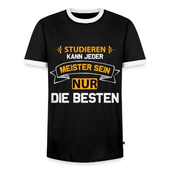Studieren kann jeder Meister sein nur die Besten - Männer Kontrast-T-Shirt - Schwarz/Weiß - Vorne - AI Model Female 172 light (172cm) & AI Model Male 178 light (178cm)