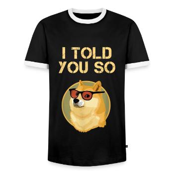 Dogecoin Cryptocurrecy Lustige Dogecoin - Männer Kontrast-T-Shirt - Schwarz/Weiß - Vorne - AI Model Female 172 light (172cm) & AI Model Male 178 light (178cm)