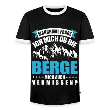 Berge - Männer Kontrast-T-Shirt - Schwarz/Weiß - Vorne - AI Model Female 172 light (172cm) & AI Model Male 178 light (178cm)