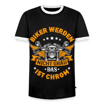 Biker Werden Nicht Grau Motorradfahrer Biker - Männer Kontrast-T-Shirt - Schwarz/Weiß - Vorne - AI Model Female 172 light (172cm) & AI Model Male 178 light (178cm)