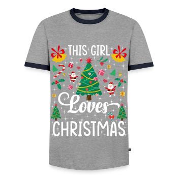 Weihnachten - Männer Kontrast-T-Shirt - Grau/Navy  - Vorne - AI Model Female 172 light (172cm) & AI Model Male 178 light (178cm)