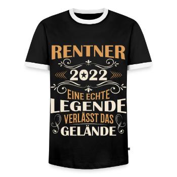 Rentner 2022 Verlässt das Gelände - Männer Kontrast-T-Shirt - Schwarz/Weiß - Vorne - AI Model Female 172 light (172cm) & AI Model Male 178 light (178cm)