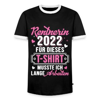 Rentnerin 2022 Lustiges Renteneintritt Frauen - Männer Kontrast-T-Shirt - Schwarz/Weiß - Vorne - AI Model Female 172 light (172cm) & AI Model Male 178 light (178cm)