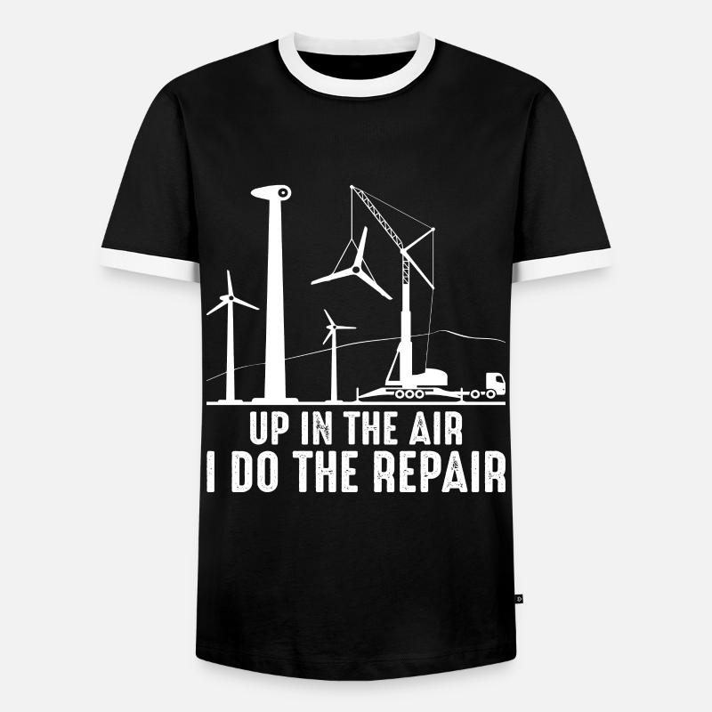 Windrad Techniker - Männer Kontrast-T-Shirt - Schwarz/Weiß