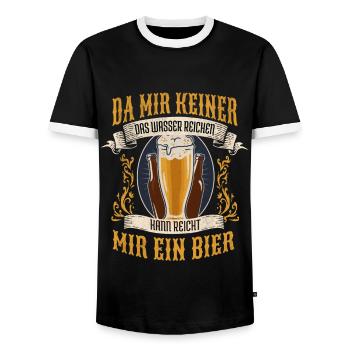 Bierspruch Biertrinker Da Mir keiner Das Wasser - Männer Kontrast-T-Shirt - Schwarz/Weiß - Vorne - AI Model Female 172 light (172cm) & AI Model Male 178 light (178cm)