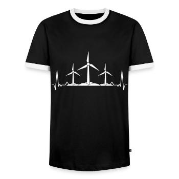 Windrad Herz herzschlag - Männer Kontrast-T-Shirt - Schwarz/Weiß - Vorne - AI Model Female 172 light (172cm) & AI Model Male 178 light (178cm)