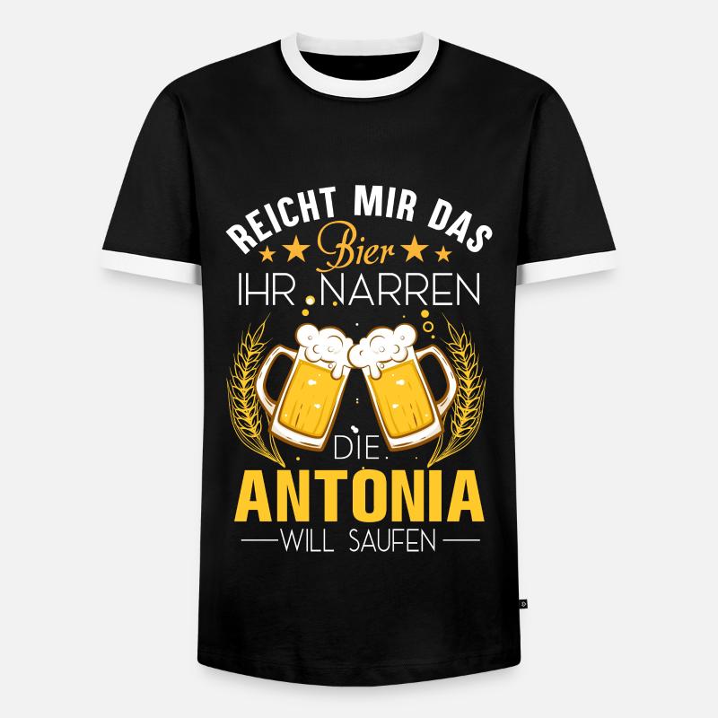 Antonia Spruch Bier - Männer Kontrast-T-Shirt - Schwarz/Weiß