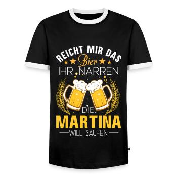 Martina Bier Spruch - Männer Kontrast-T-Shirt - Schwarz/Weiß - Vorne - AI Model Female 172 light (172cm) & AI Model Male 178 light (178cm)