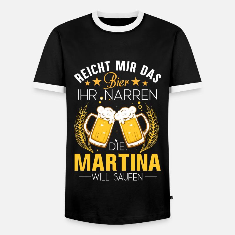 Martina Bier Spruch - Männer Kontrast-T-Shirt - Schwarz/Weiß