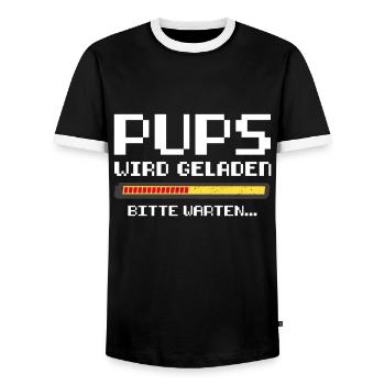 Retro Pups Wird Geladen Gamer Zocker Gaming Spruch - Männer Kontrast-T-Shirt - Schwarz/Weiß - Vorne - AI Model Female 172 light (172cm) & AI Model Male 178 light (178cm)