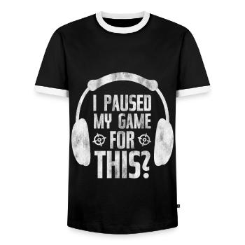 Herzschlag Gamer Spieler Computer cool Geschenk - Männer Kontrast-T-Shirt - Schwarz/Weiß - Vorne - AI Model Female 172 light (172cm) & AI Model Male 178 light (178cm)