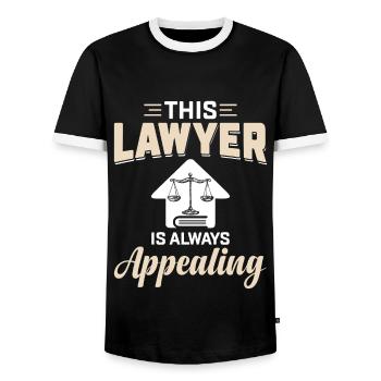 Etudiant jurassien droit - T-shirt contrasté Homme - noir/blanc - Devant - AI Model Female 172 light (172cm) & AI Model Male 178 light (178cm)