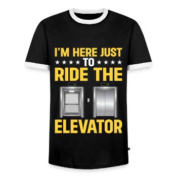 Elevator driver - Men's Ringer Shirt - black/white - Front - AI Model Female 172 light (172cm) & AI Model Male 178 light (178cm)