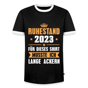 Ruhestand 2023 Pension Mann in Rente - Männer Kontrast-T-Shirt - Schwarz/Weiß - Vorne - AI Model Female 172 light (172cm) & AI Model Male 178 light (178cm)
