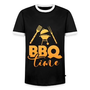 BBQ - Männer Kontrast-T-Shirt - Schwarz/Weiß - Vorne - AI Model Female 172 light (172cm) & AI Model Male 178 light (178cm)