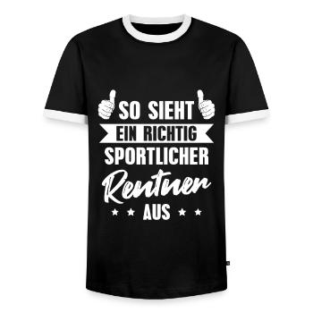 Ruhestand Sportlicher Rentner Pension Rente - Männer Kontrast-T-Shirt - Schwarz/Weiß - Vorne - AI Model Female 172 light (172cm) & AI Model Male 178 light (178cm)