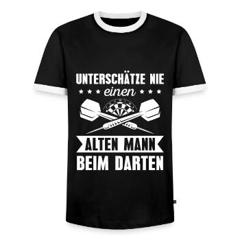 Dart Papa Dartspieler Vatertag Geschenk - Männer Kontrast-T-Shirt - Schwarz/Weiß - Vorne - AI Model Female 172 light (172cm) & AI Model Male 178 light (178cm)