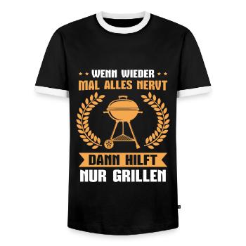 Grillen Alles nervt Grill Barbecue - Männer Kontrast-T-Shirt - Schwarz/Weiß - Vorne - AI Model Female 172 light (172cm) & AI Model Male 178 light (178cm)