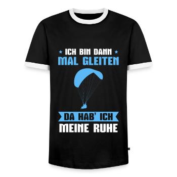 Gleitschirmfliegen Da hab ich Ruhe Gleitschirm - Männer Kontrast-T-Shirt - Schwarz/Weiß - Vorne - AI Model Female 172 light (172cm) & AI Model Male 178 light (178cm)