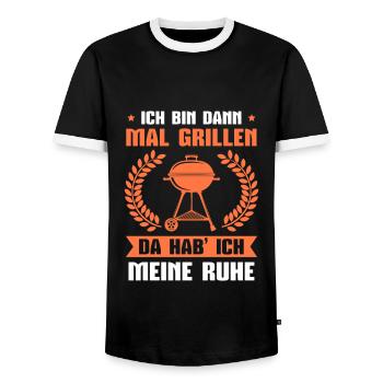Grillen Da hab ich meine Ruhe BBQ Grill - Männer Kontrast-T-Shirt - Schwarz/Weiß - Vorne - AI Model Female 172 light (172cm) & AI Model Male 178 light (178cm)