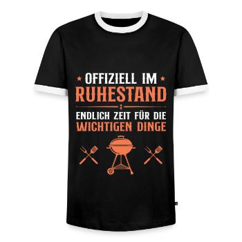Rente Pension Grillen Rentner Geschenk - Männer Kontrast-T-Shirt - Schwarz/Weiß - Vorne - AI Model Female 172 light (172cm) & AI Model Male 178 light (178cm)