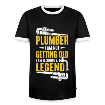 Construction de chauffage Installateur de chauffage - T-shirt contrasté Homme - noir/blanc - Devant - AI Model Female 172 light (172cm) & AI Model Male 178 light (178cm)