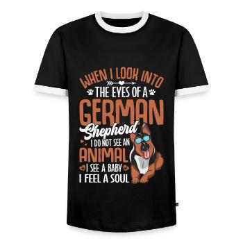 Sheepdog - Men's Ringer Shirt - black/white - Front - AI Model Female 172 light (172cm) & AI Model Male 178 light (178cm)