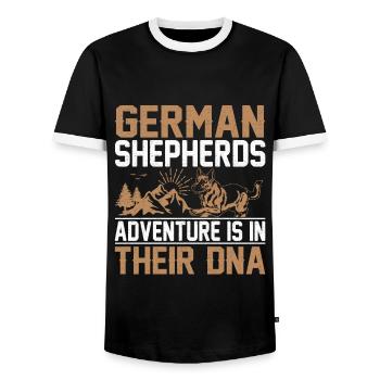 German Shepherds German Shepherd - Men's Ringer Shirt - black/white - Front - AI Model Female 172 light (172cm) & AI Model Male 178 light (178cm)
