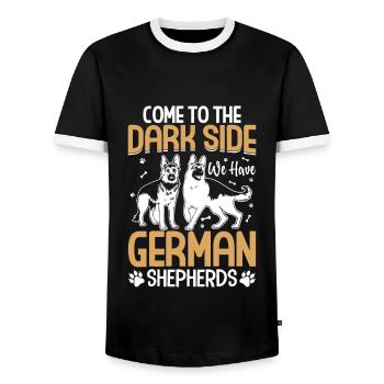 German Shepherd - Men's Ringer Shirt - black/white - Front - AI Model Female 172 light (172cm) & AI Model Male 178 light (178cm)